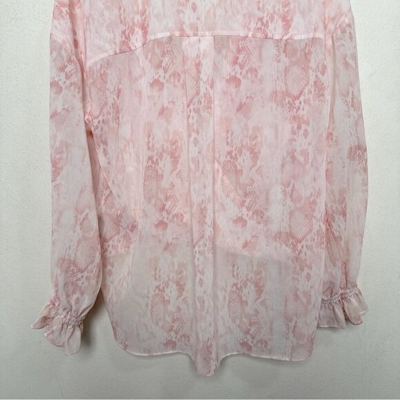 Allsaints Womens 4 Snake Print Wrap Sheer Pink Blouse - Picture 13 of 14